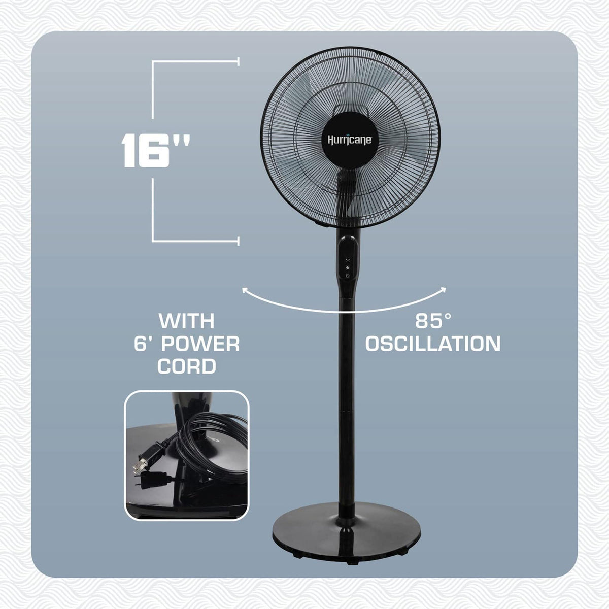 Black 16in Oscillating Pedestal Fan with Remote W38627