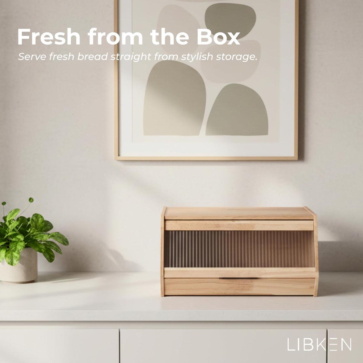 Wooden Bread Box with Plastic Lid F77770