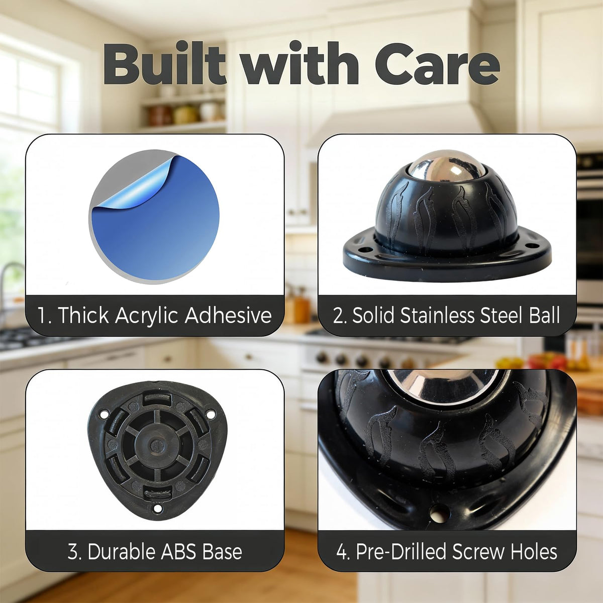 4 Pack Self Adhesive Swivel Casters G319
