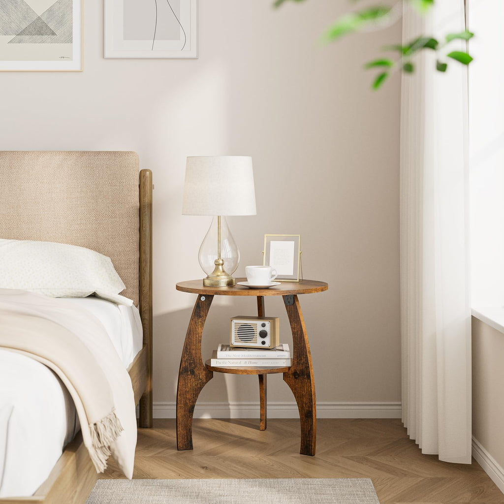 2-Tier Round Wood Side Table D9412