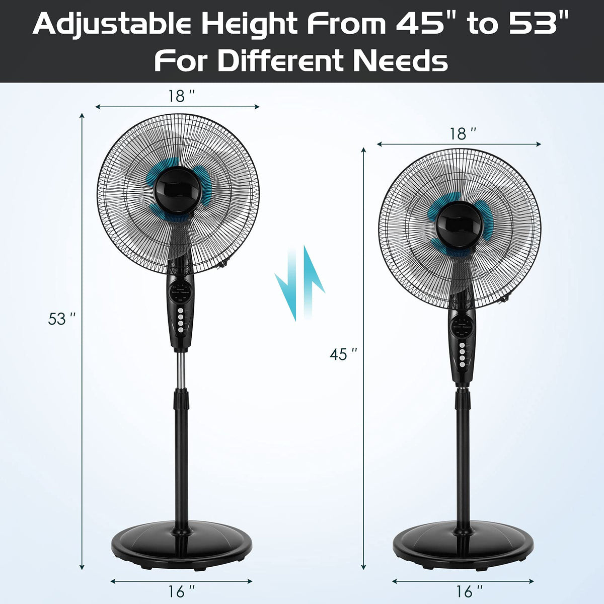 18 Inches Oscillating Pedestal Fan with Remote Control G276