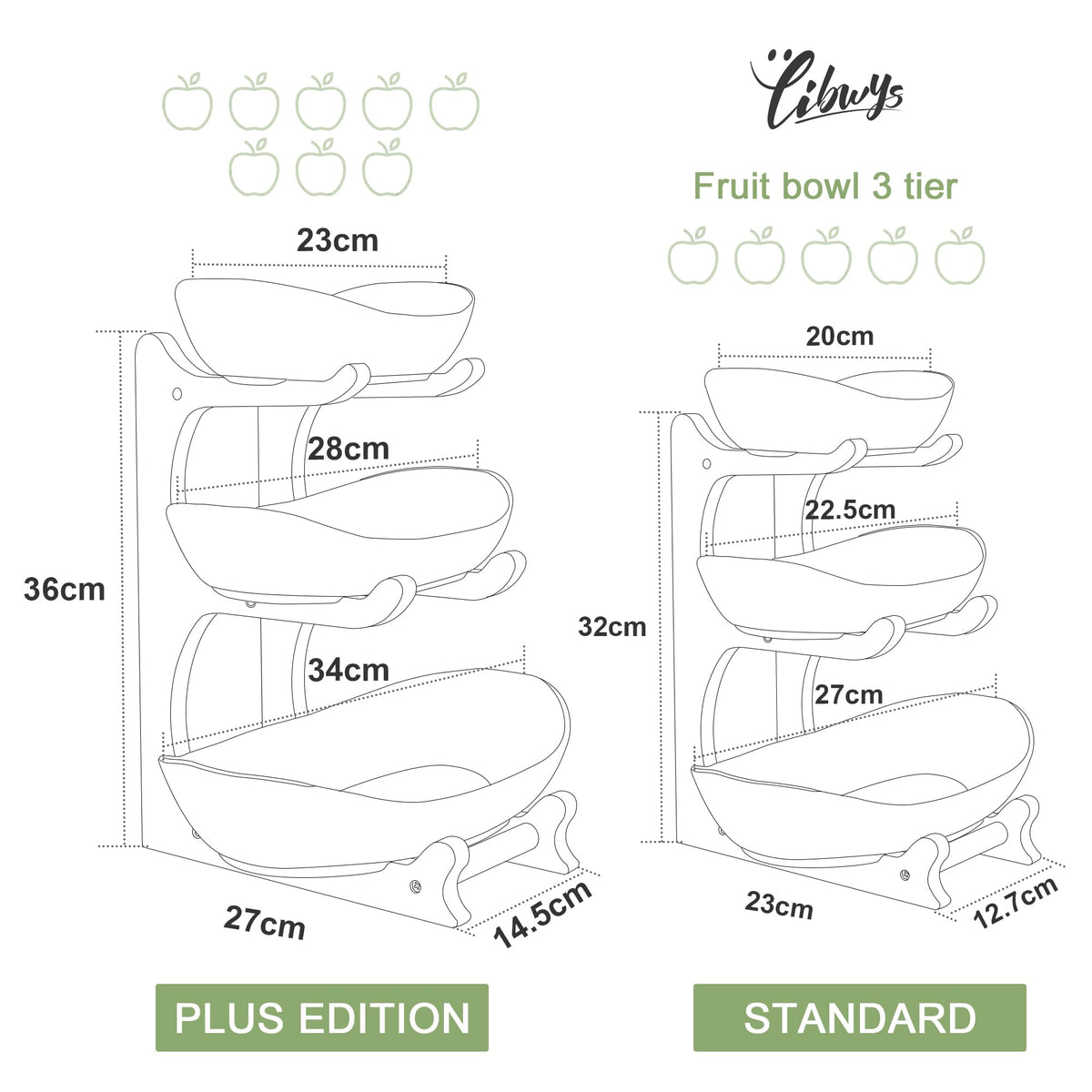 3 Tier Ceramic Fruit Bowl with Bamboo Stand W41092