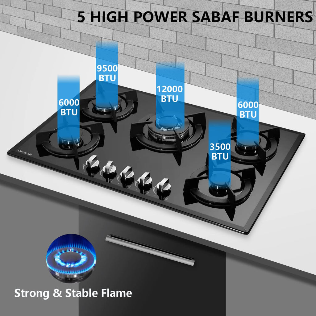 30 Inch 5 Burner Dual Fuel Gas Stovetop V932