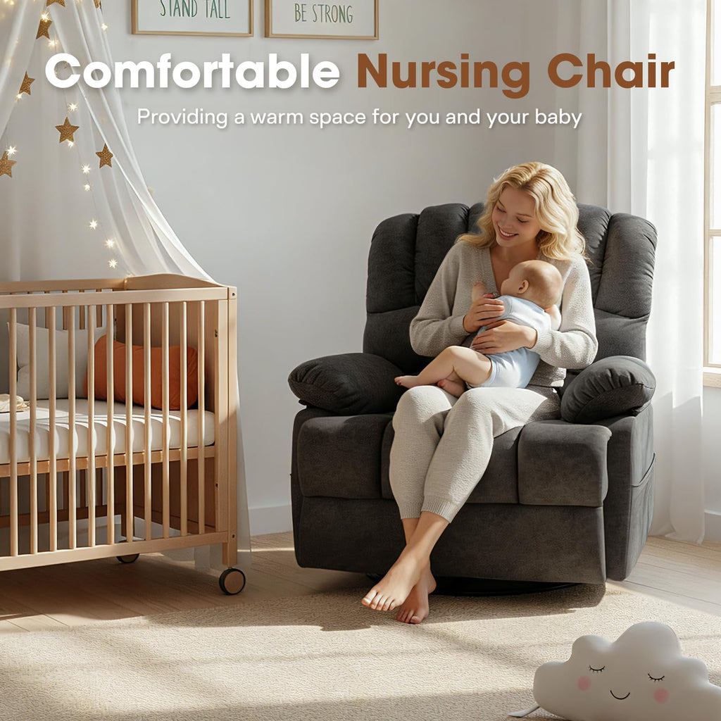 Oversized Manual Swivel Rocker Recliner Chair R68957