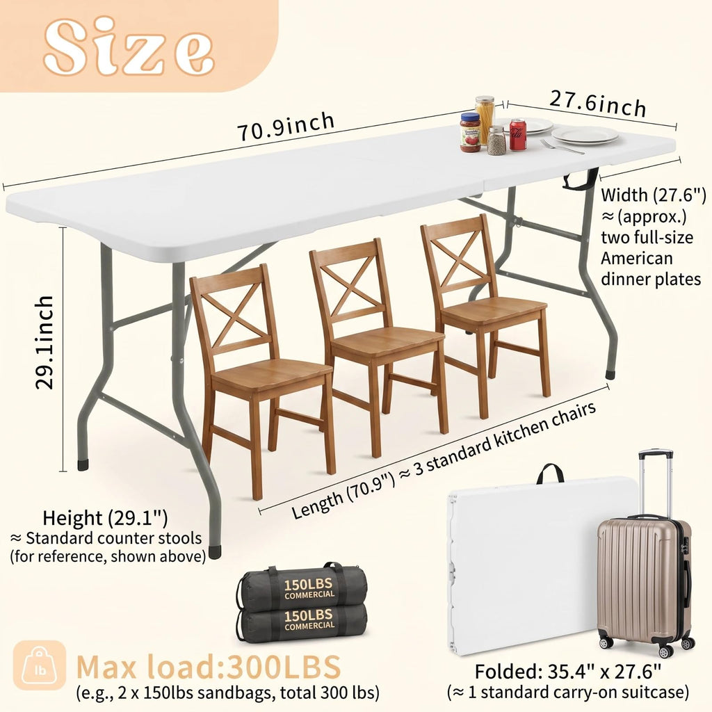 Set of 2 White 6 FT Folding Plastic Table A355