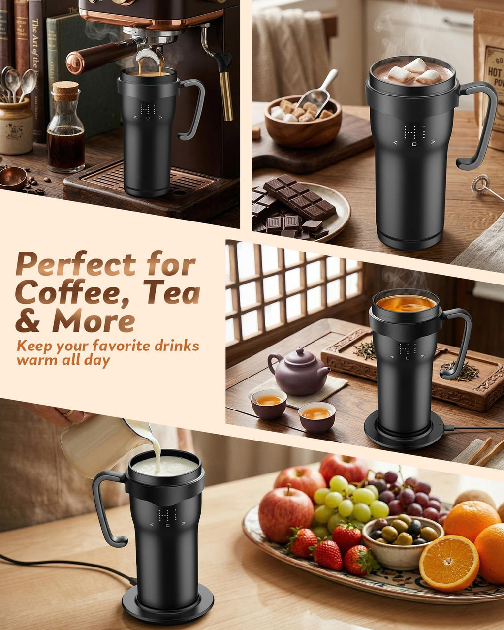 16oz Temperature Control Rechargeable Heated Mug F15358