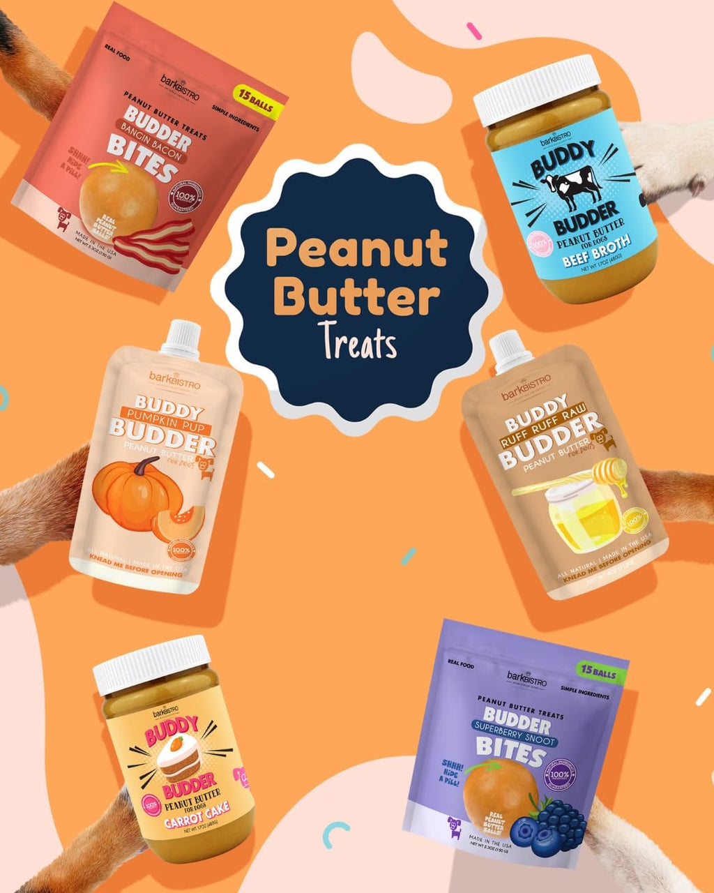 3pk Natural Dog Peanut Butter 4oz Pouches K111