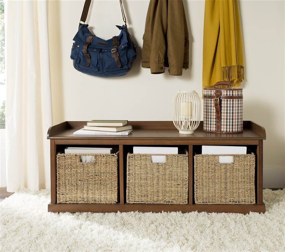 Brown Solid Wood Storage Bench E97800