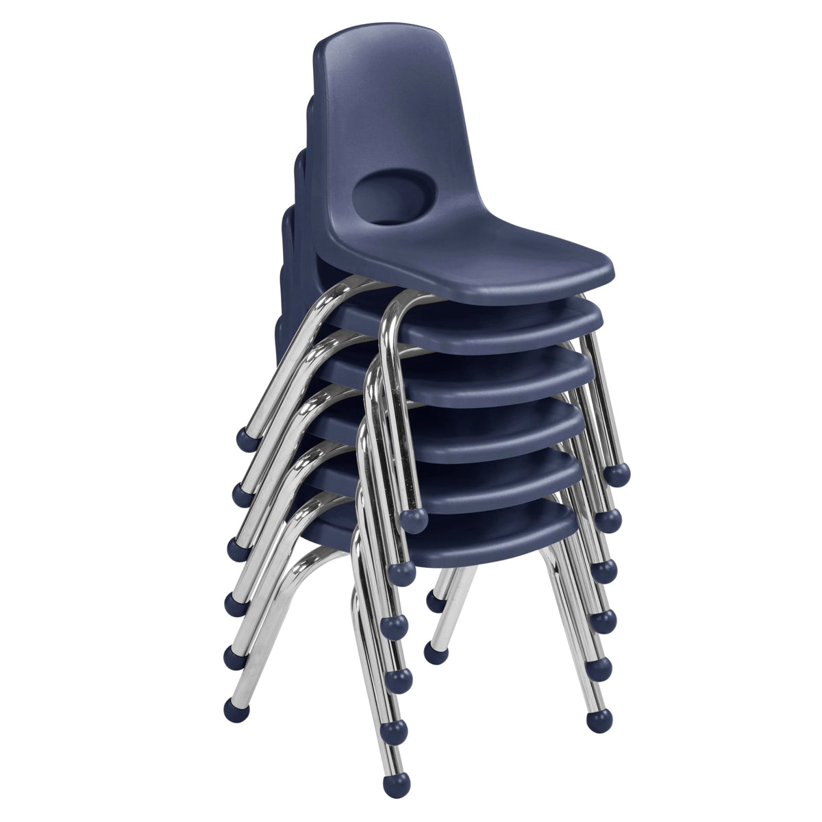 12" School Stack Chair with Ball Glides, Navy, 6-Pack A19300