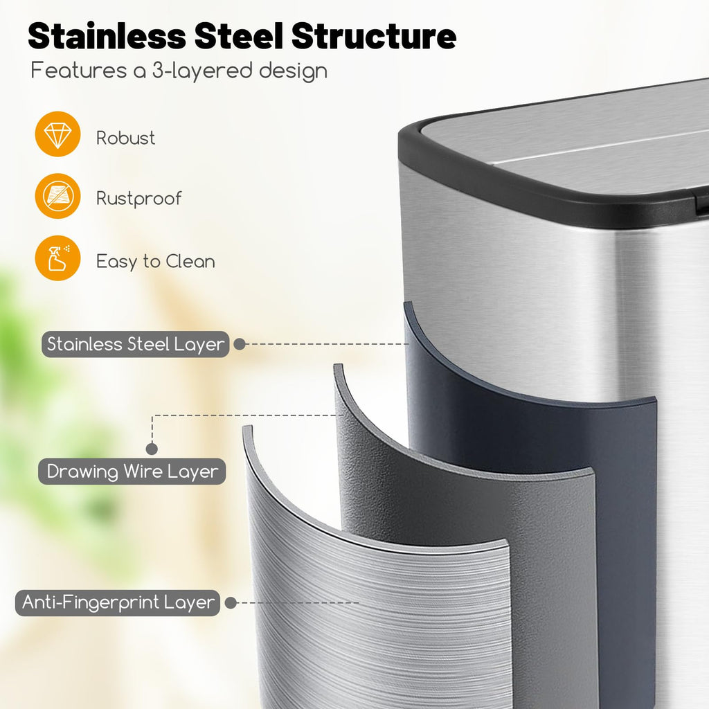 12 Gallon Stainless Steel Kitchen Trash Can D8154