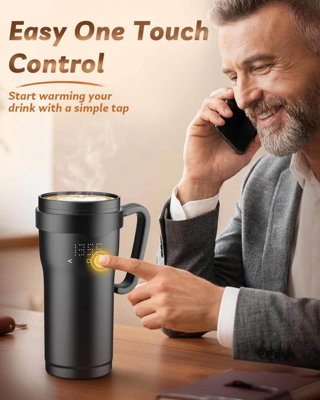 16oz Temperature Control Rechargeable Heated Mug F15358