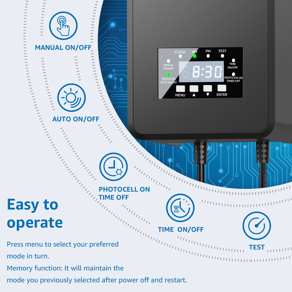 200W Low Voltage Landscape Transformer with Timer & Photocell Sensor B7849