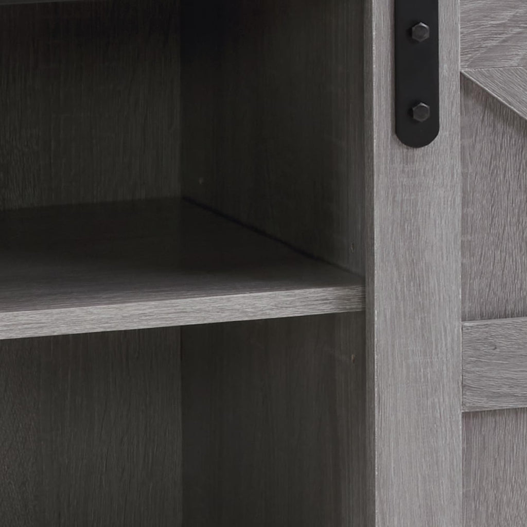 65" Grey Farmhouse TV Stand with Sliding Doors F524