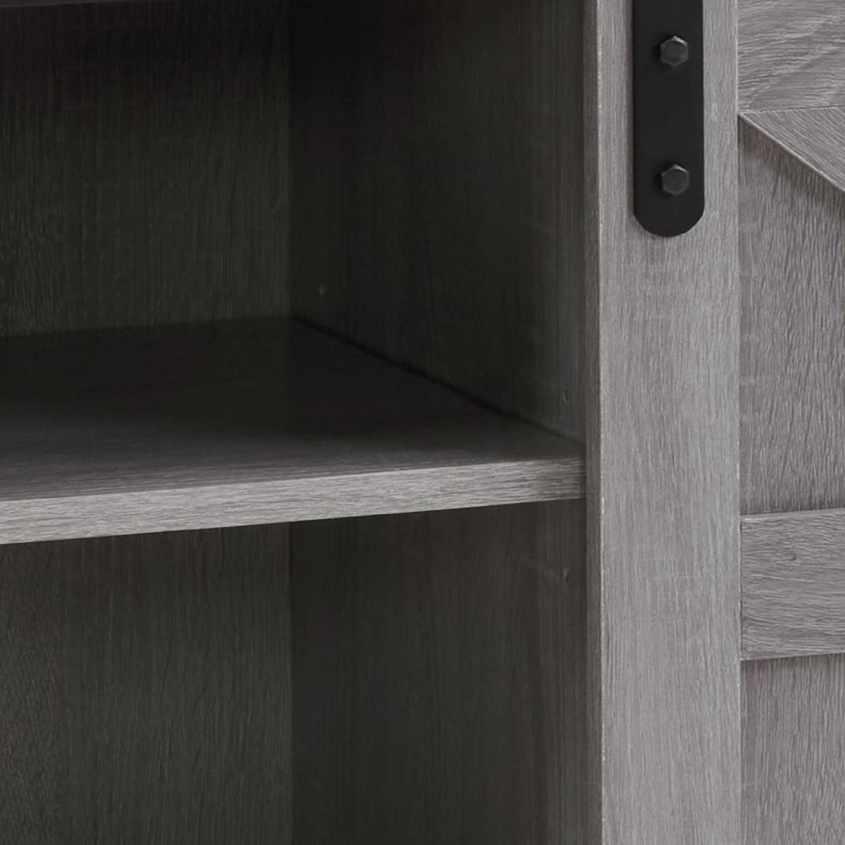 65" Grey Farmhouse TV Stand with Sliding Doors F524