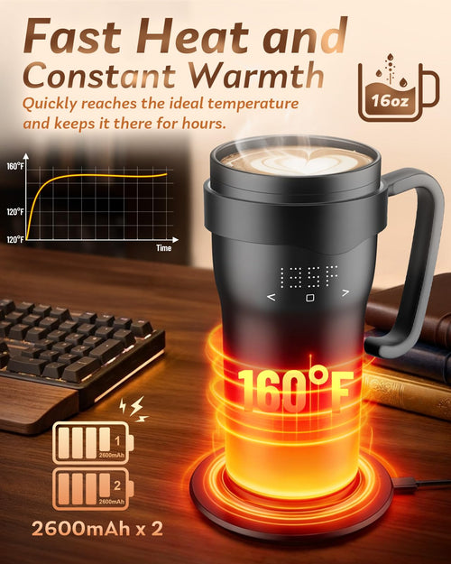 16oz Temperature Control Rechargeable Heated Mug F15358
