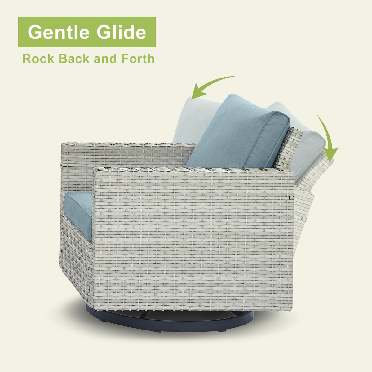 6 Piece Wicker Patio Conversation Set with Swivel Rocker Chairs and Ottoman K792878