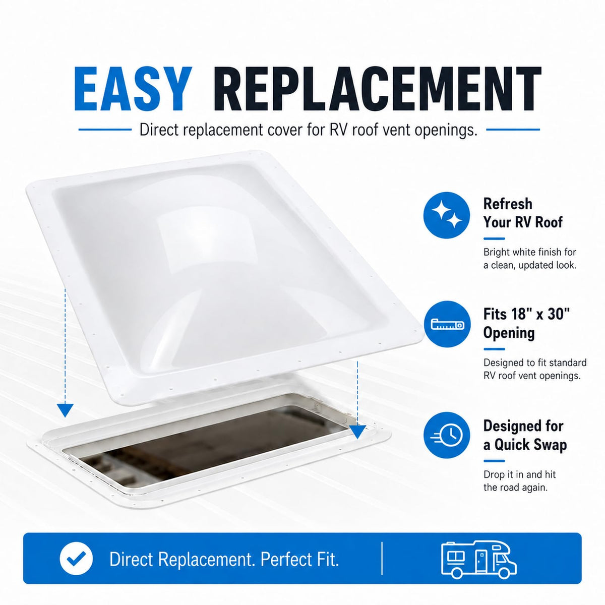 RV Skylight Replacement 22" x 34" Outer Dome Cover Z1334