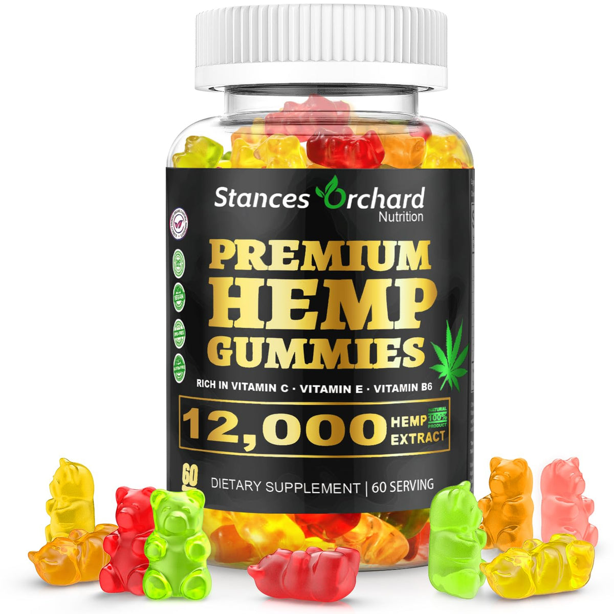 Sugar Free Vegan Hemp Gummies 60 Count H849877