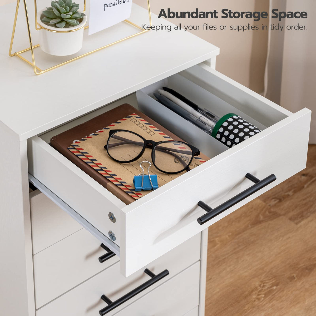 White 7 Drawer Wood File Cabinet Z1631