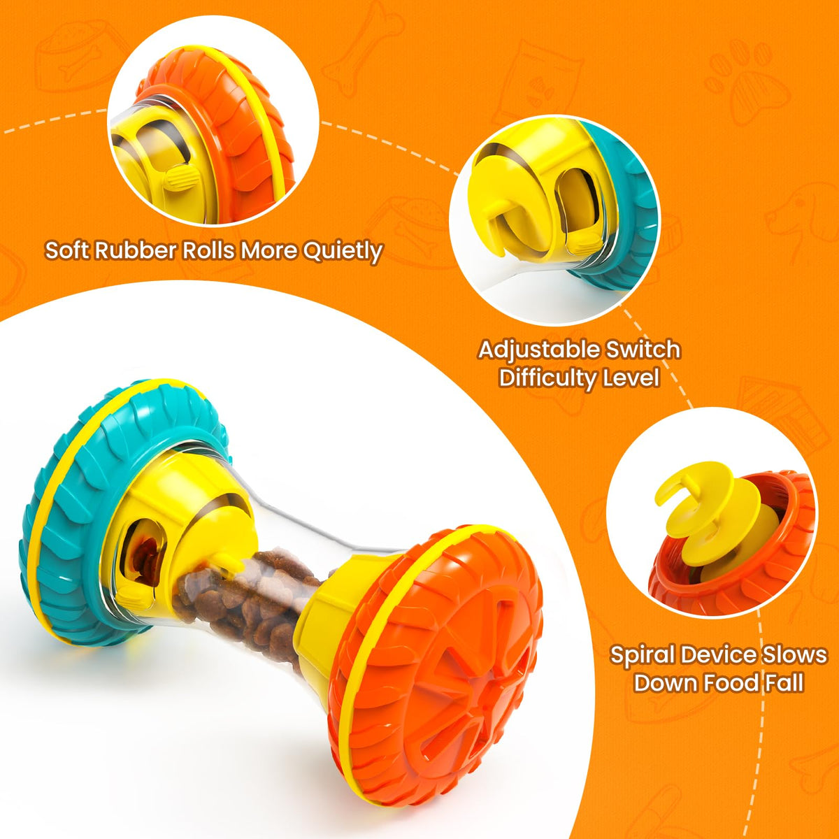 Interactive Dog Puzzle Toy Treat Dispensing Slow Feeder Yellow N90707