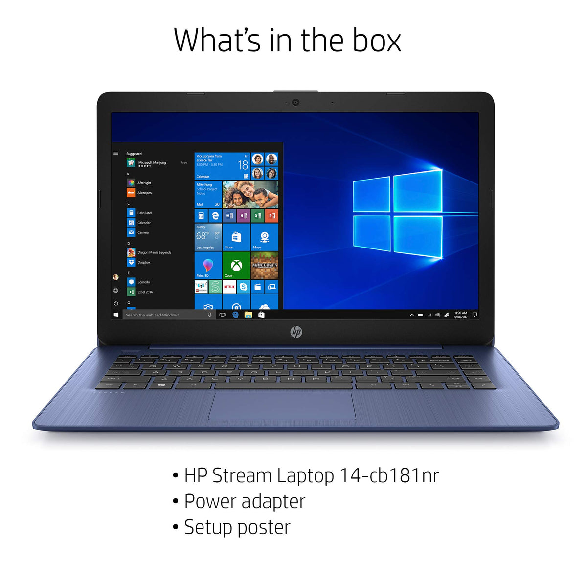 14-inch Laptop, Intel Celeron N4000, 4 GB RAM, 32 GB eMMC, Royal Blue J613978
