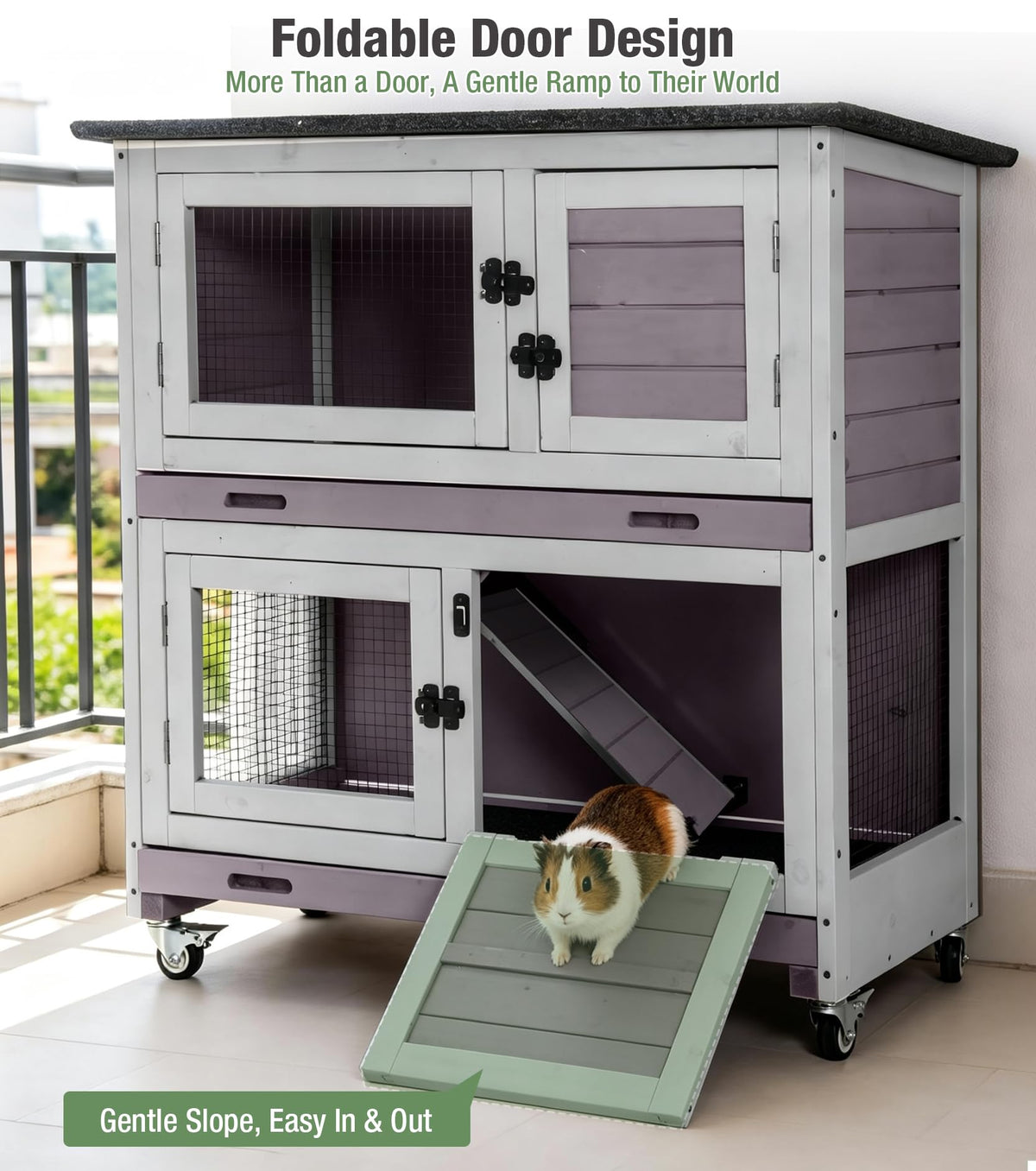 Two-Tier Guinea Pig Cage Rabbit Hutch with Ramp L748