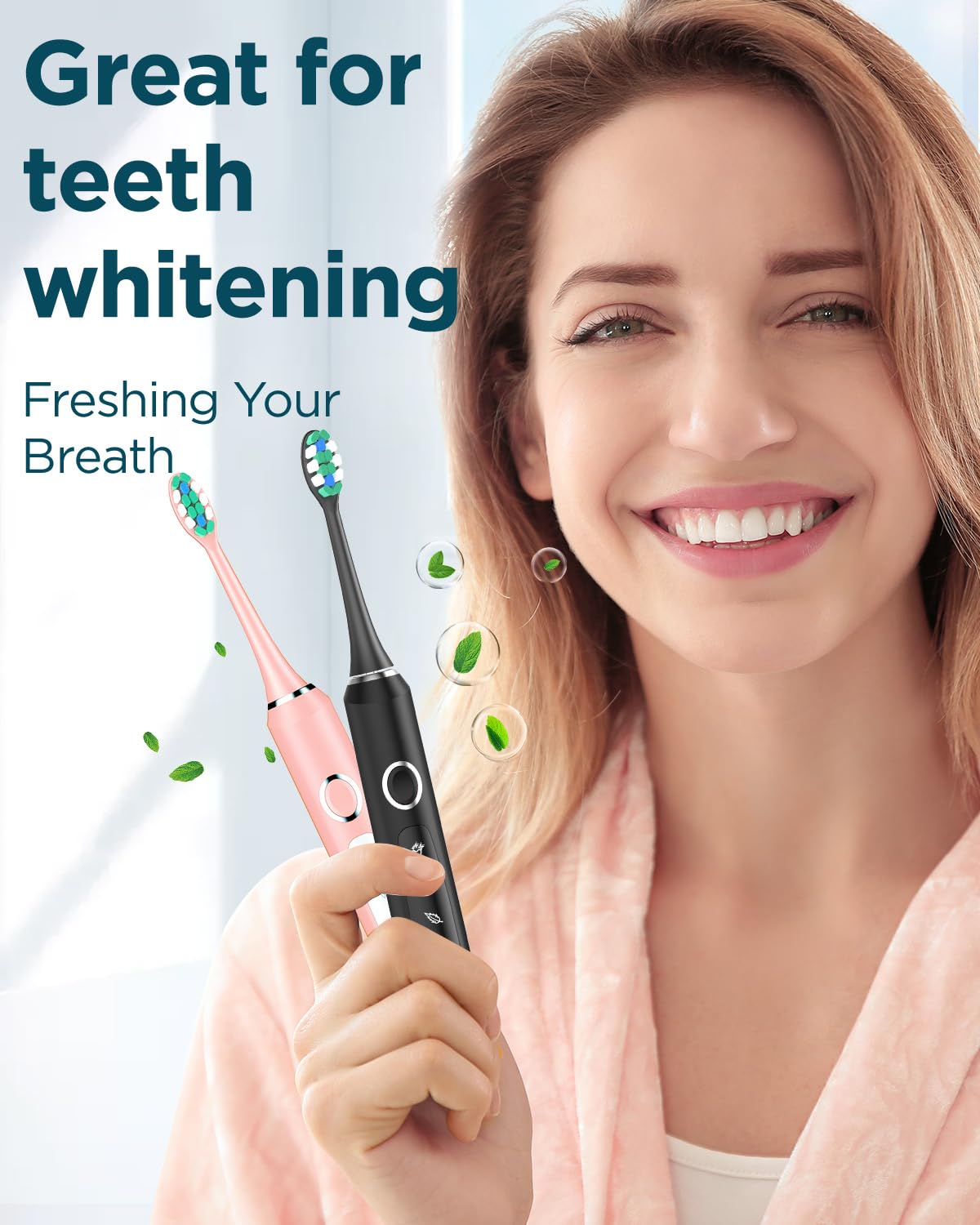 2 Pack Rechargeable Electric Toothbrush with 12 Brush Heads & 2 Travel Case R59655