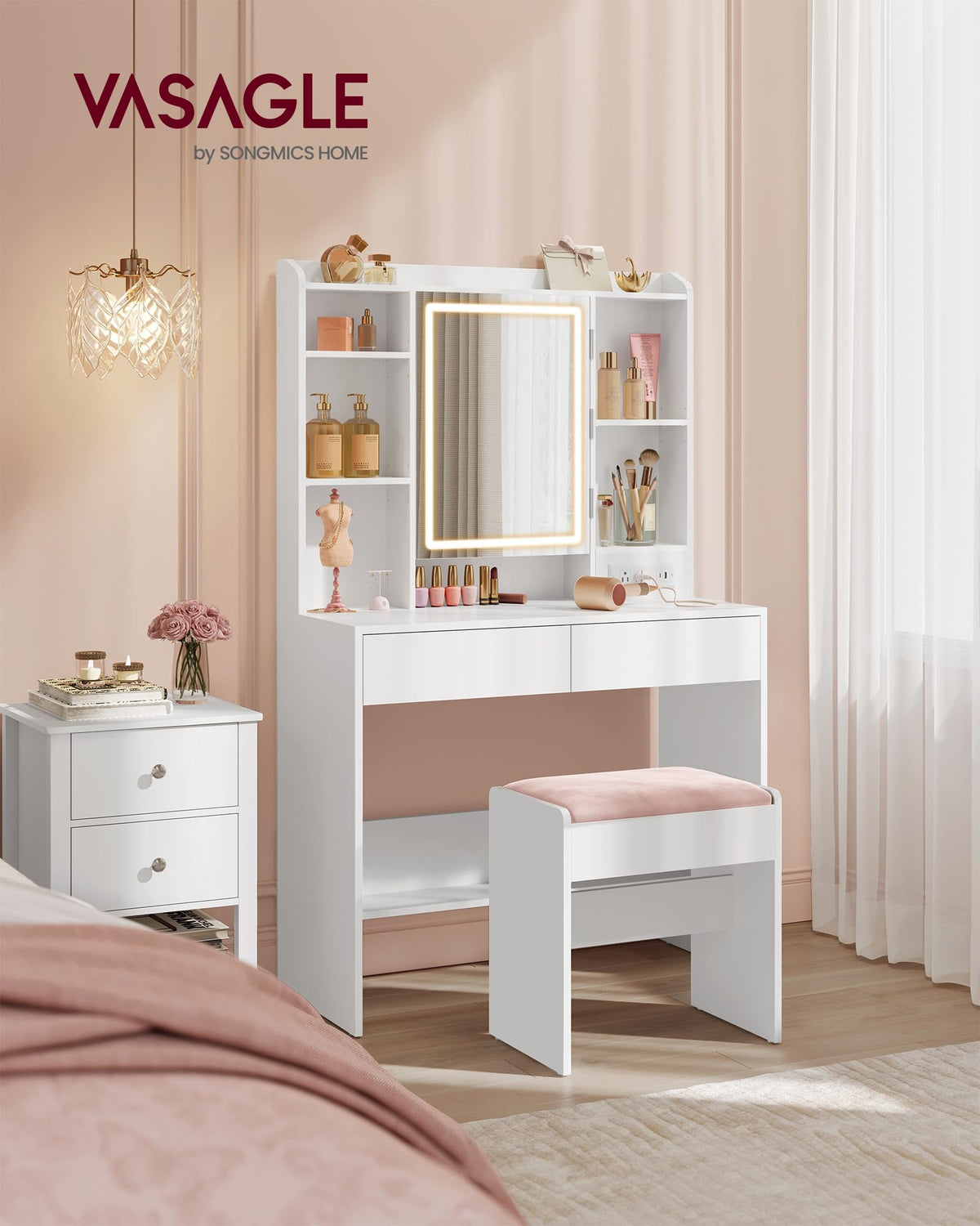 Vanity Desk with Mirror and Lights P652