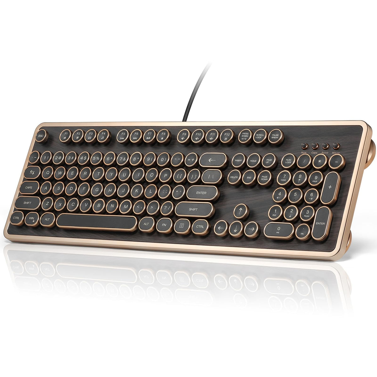 Wired Full-Size 104 Keys Mechanical Keyboard with Round Keycaps N110