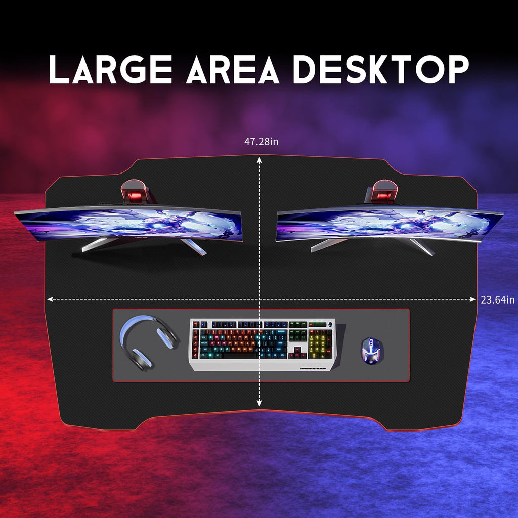 47 Inch Z Shaped Gaming Desk with Headphone Hook U516