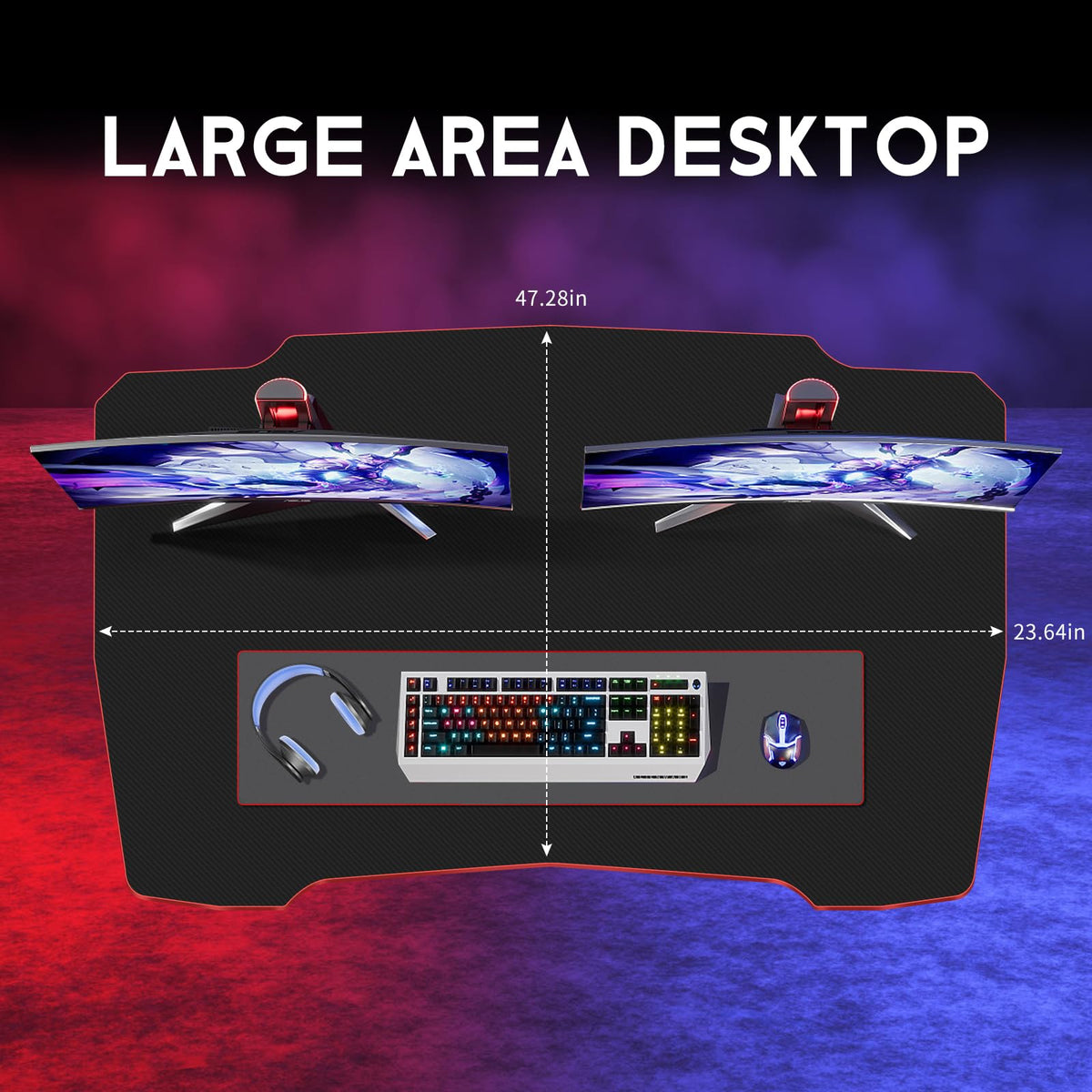 47 Inch Z Shaped Gaming Desk with Headphone Hook U516