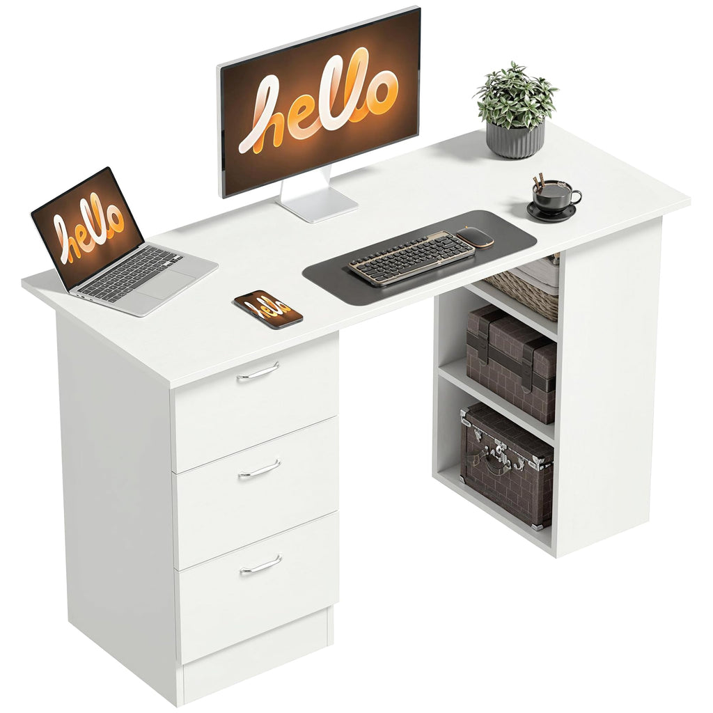 White Computer Desk with Drawers Z408