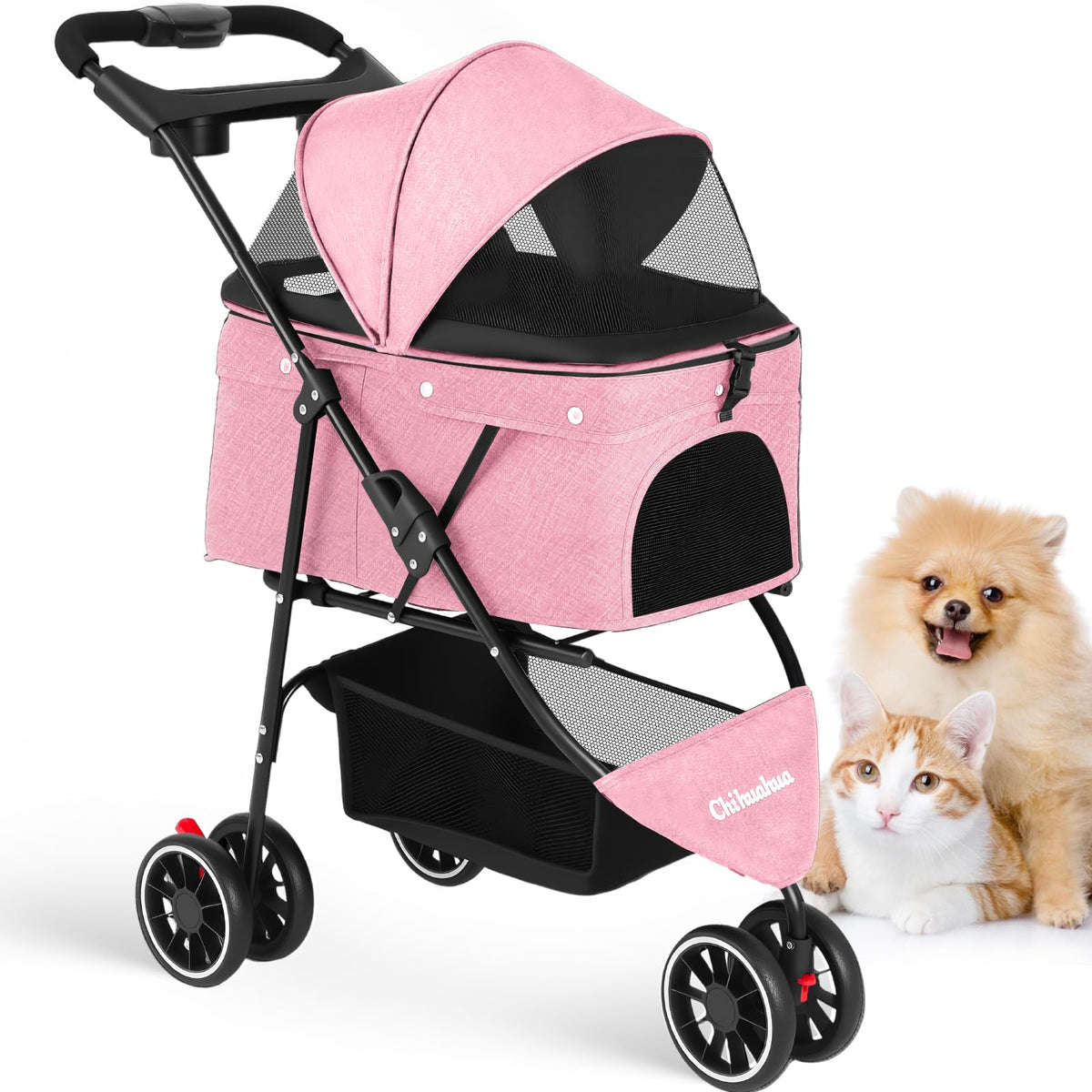 Pink 3 Wheels Pet Stroller U21498