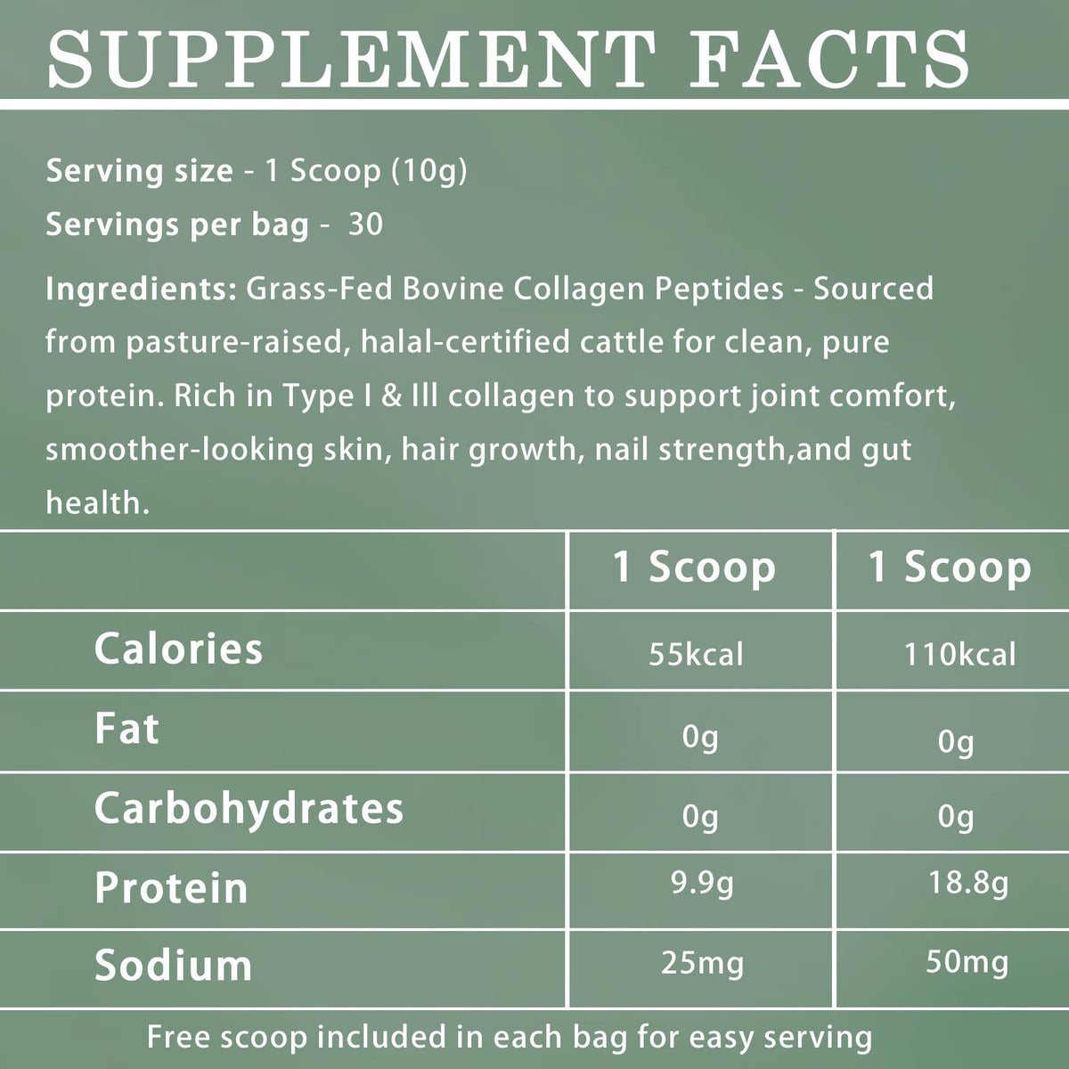 Halal Collagen Protein Powder, Grass Fed Organic Hydrolyzed Peptides, Unflavoured, 30 Servings W307