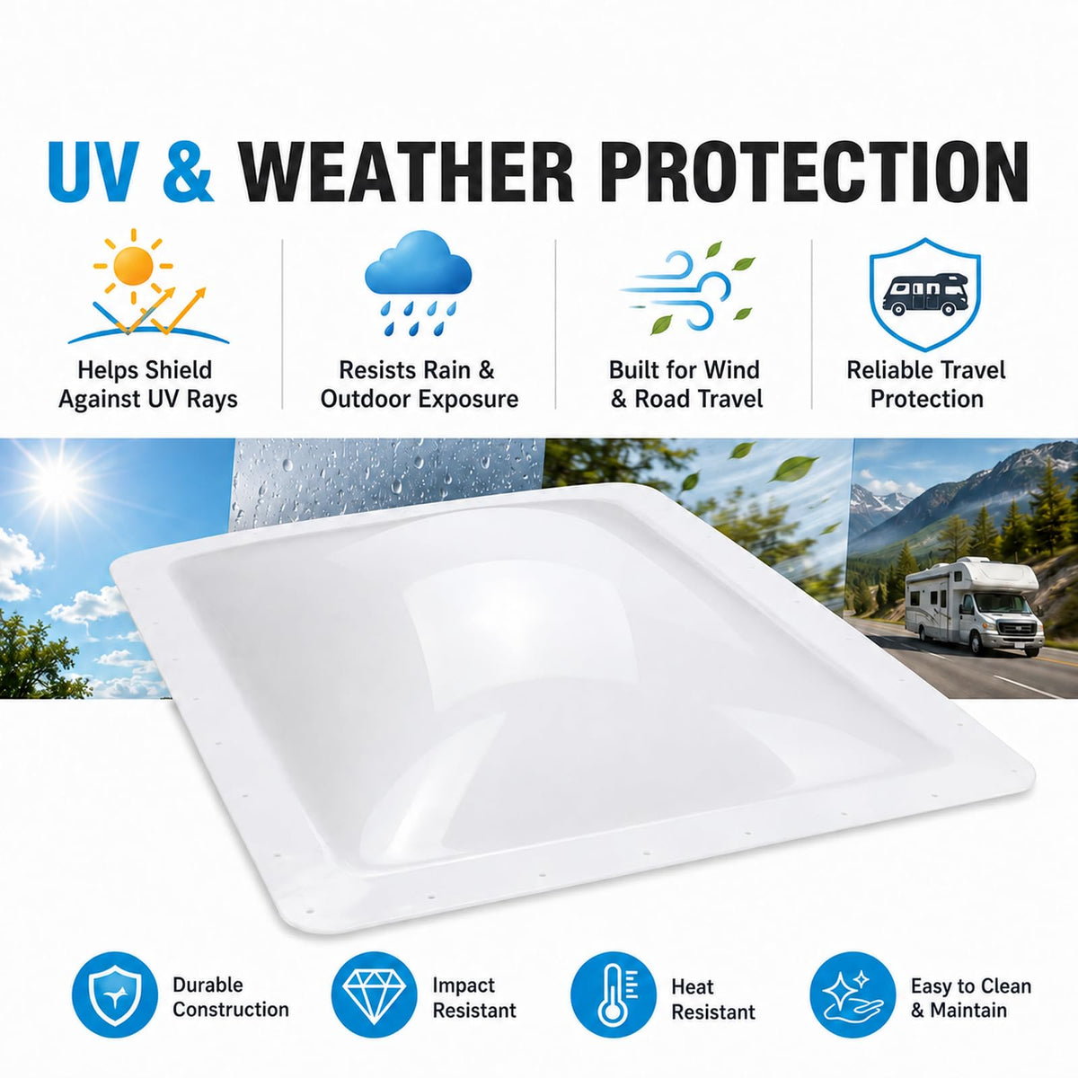 RV Skylight Replacement 22" x 34" Outer Dome Cover Z1334