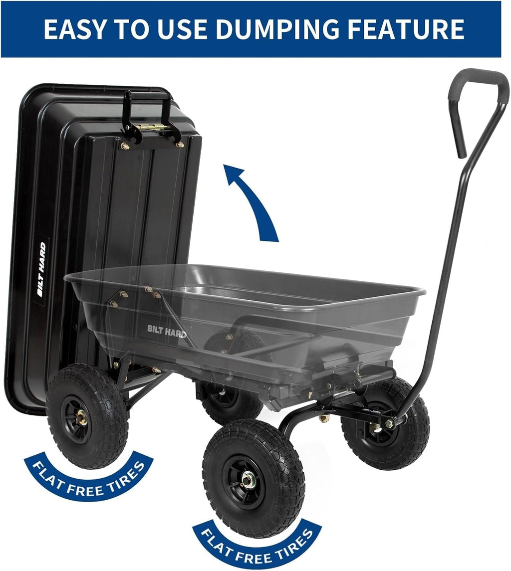 4 Cu.Ft. Poly Yard Dump Cart with 180° Rotating Handle A9041
