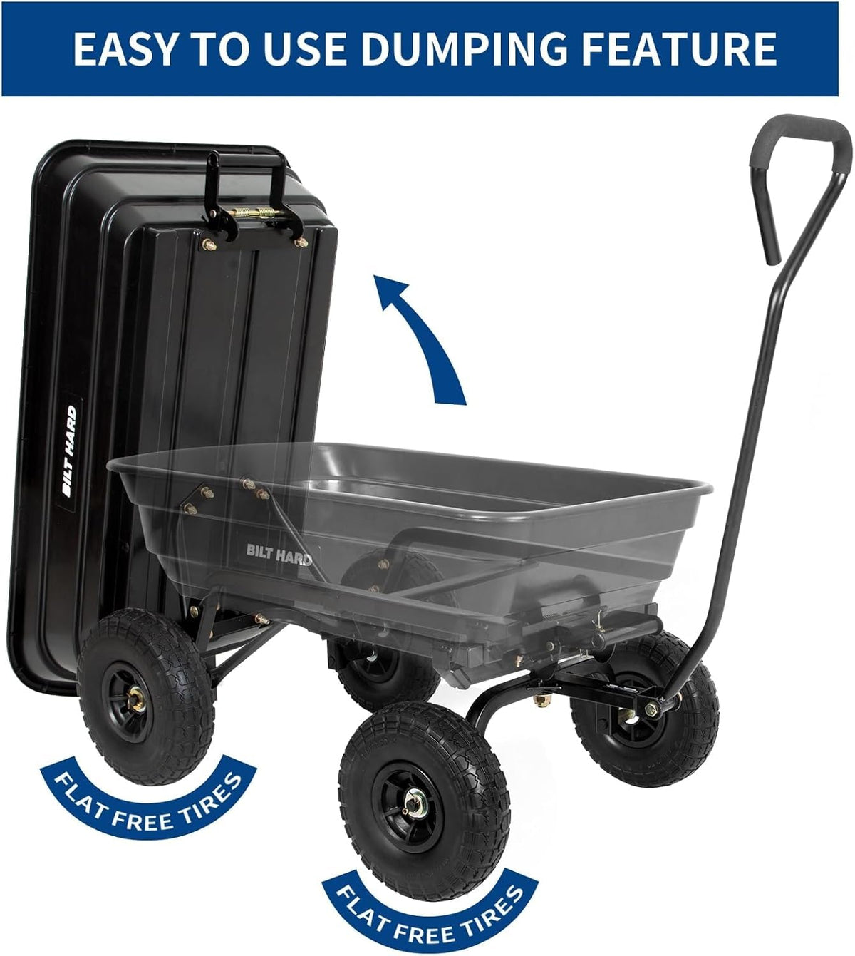 4 Cu.Ft. Poly Yard Dump Cart with 180° Rotating Handle A9041