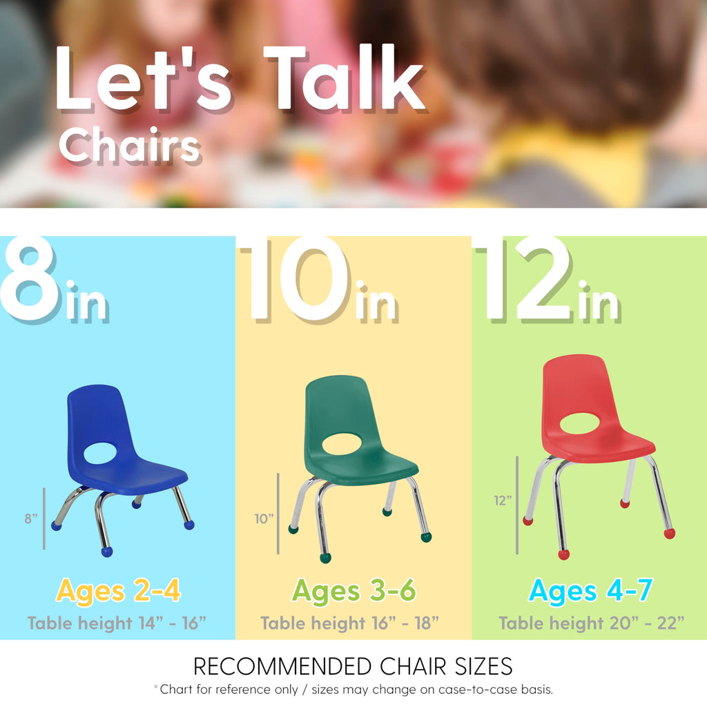 12" School Stack Chair with Ball Glides, Navy, 6-Pack A19300