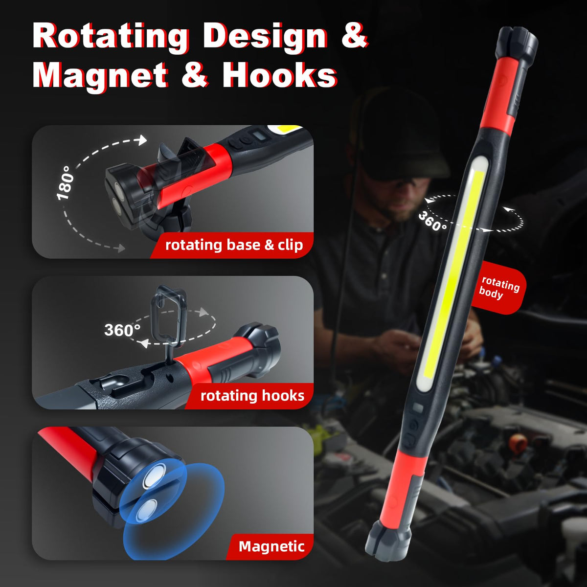 3000 Lumens Rechargeable Magnetic LED Work Light C746