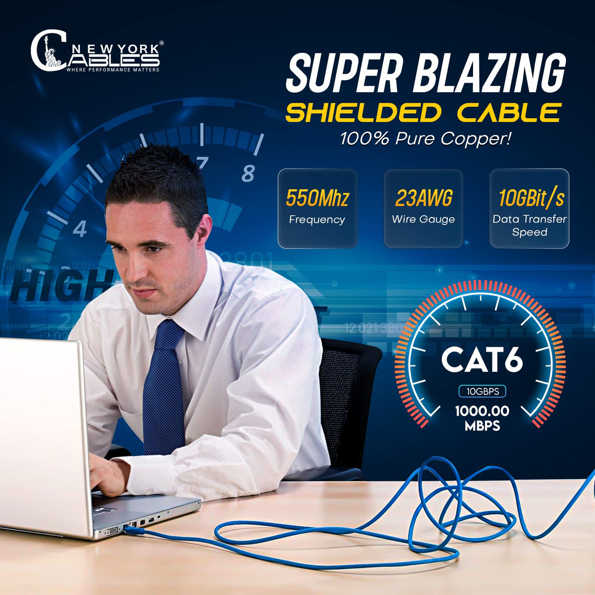 Cat6 Shielded Plenum Cable 1000FT Solid Bare Copper Ethernet Cable D969