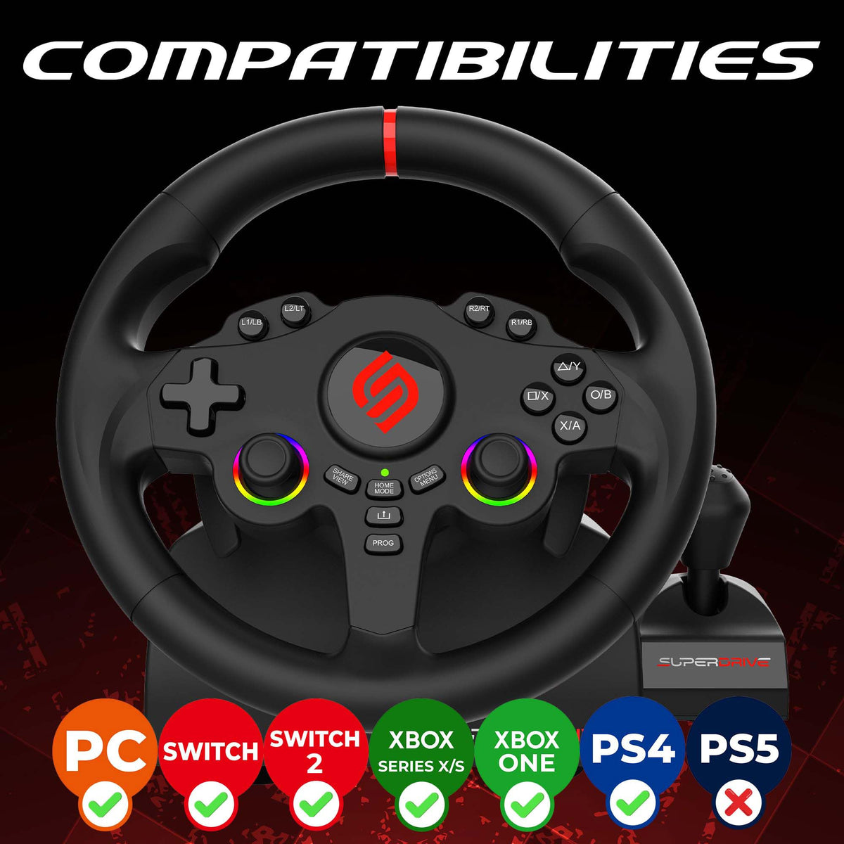 RGB Gaming Steering Wheel U21281