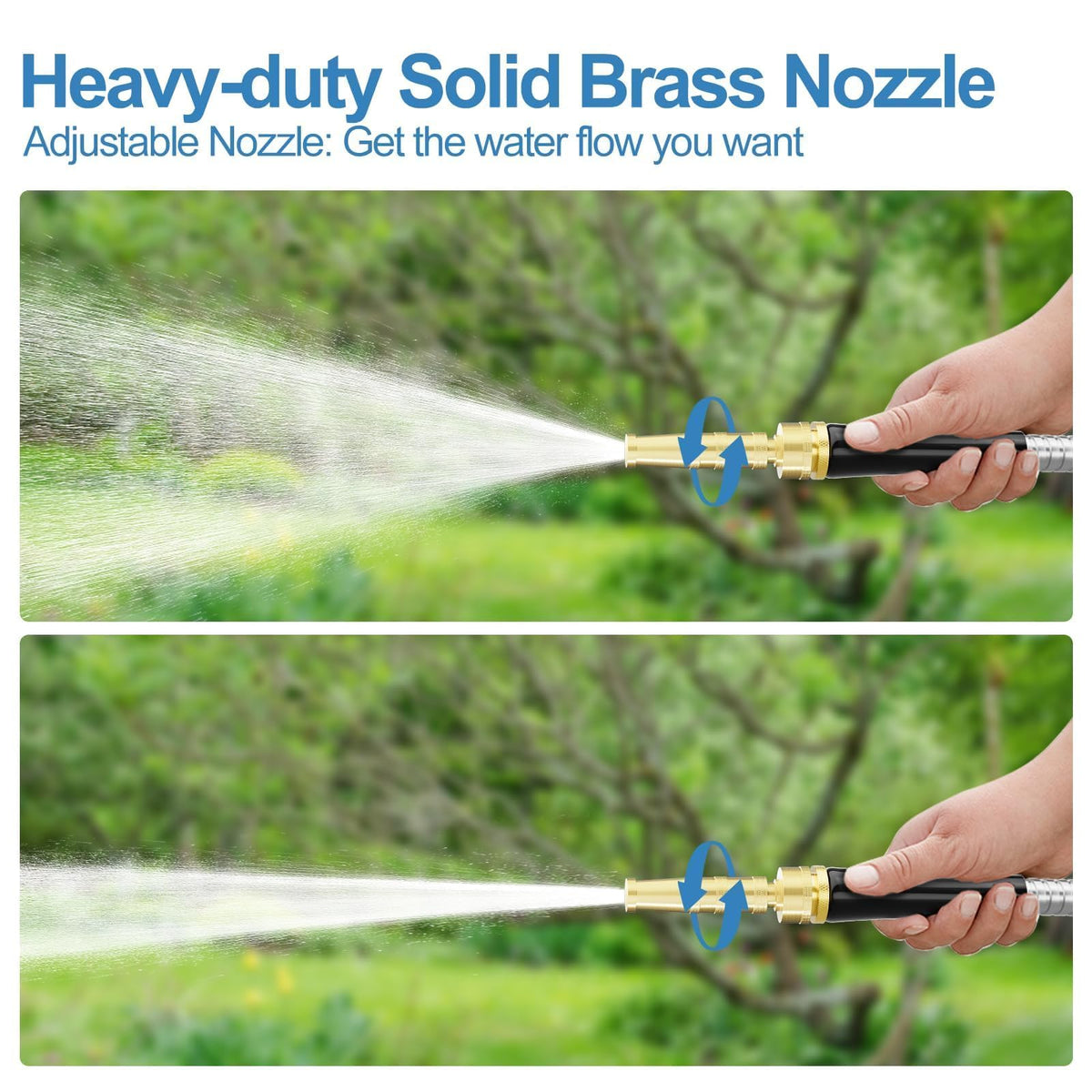 100ft 304 Stainless Steel Metal Garden Hose with Rubber Grip H2624