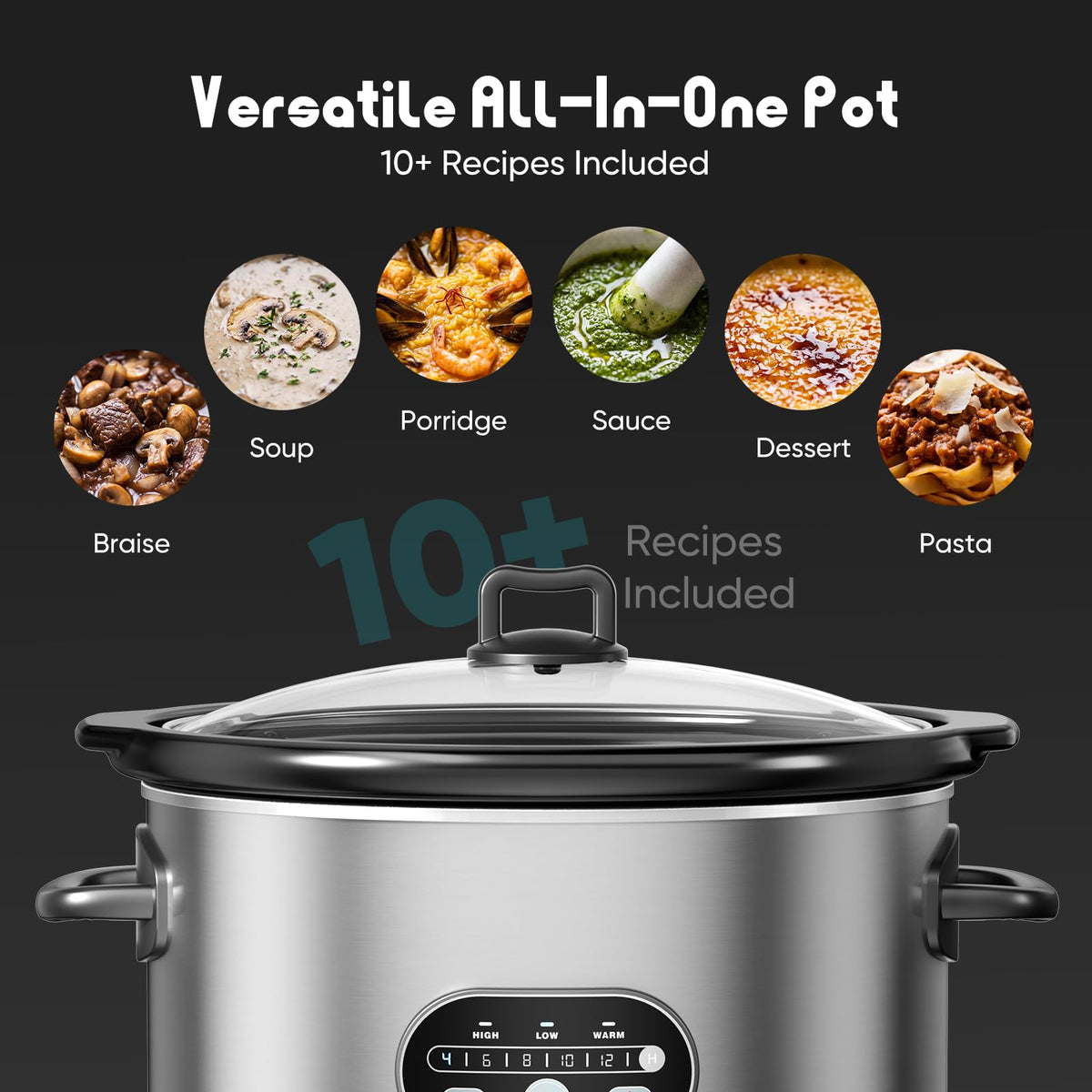 8 Quart Programmable Ceramic Nonstick Slow Cooker S9143