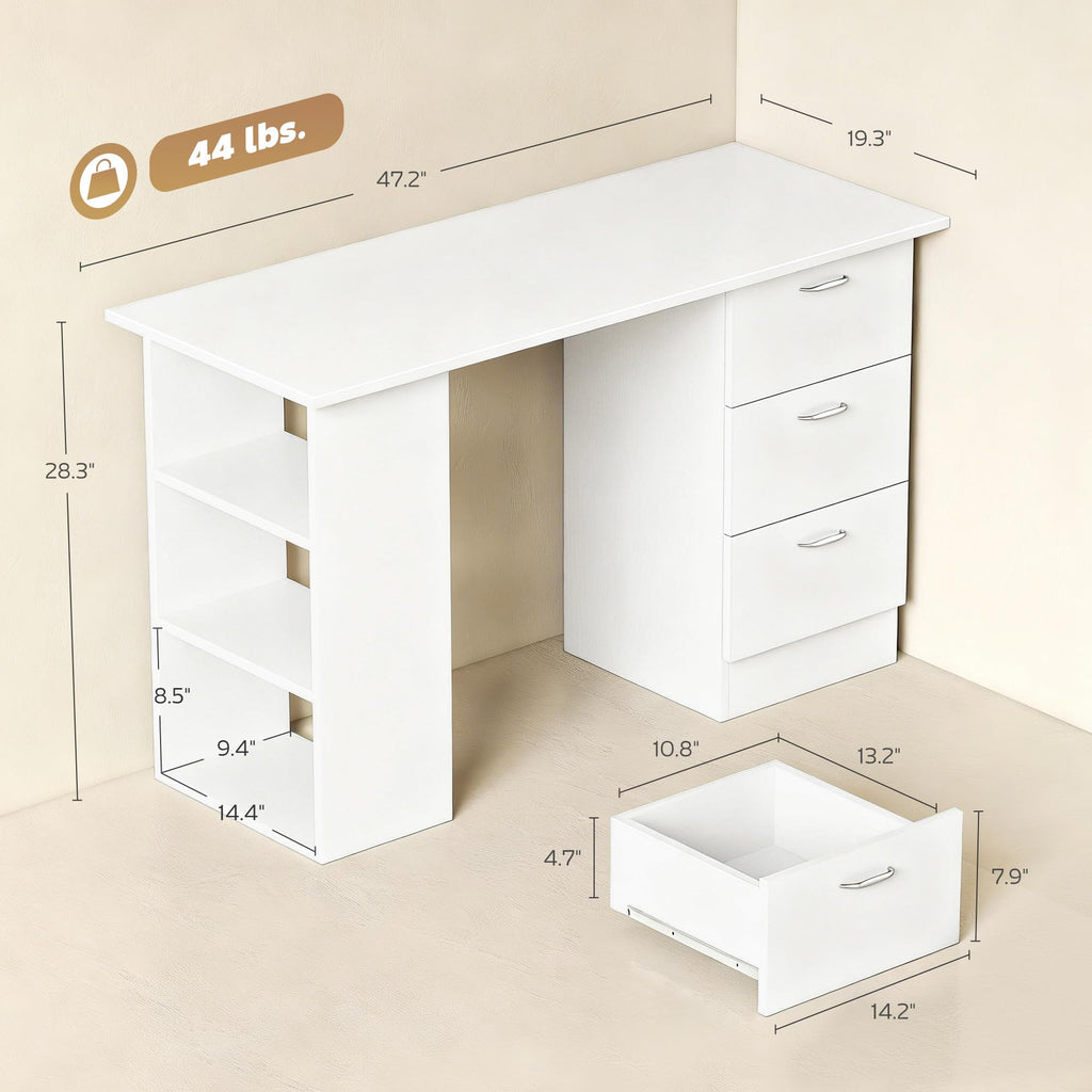White Computer Desk with Drawers Z408