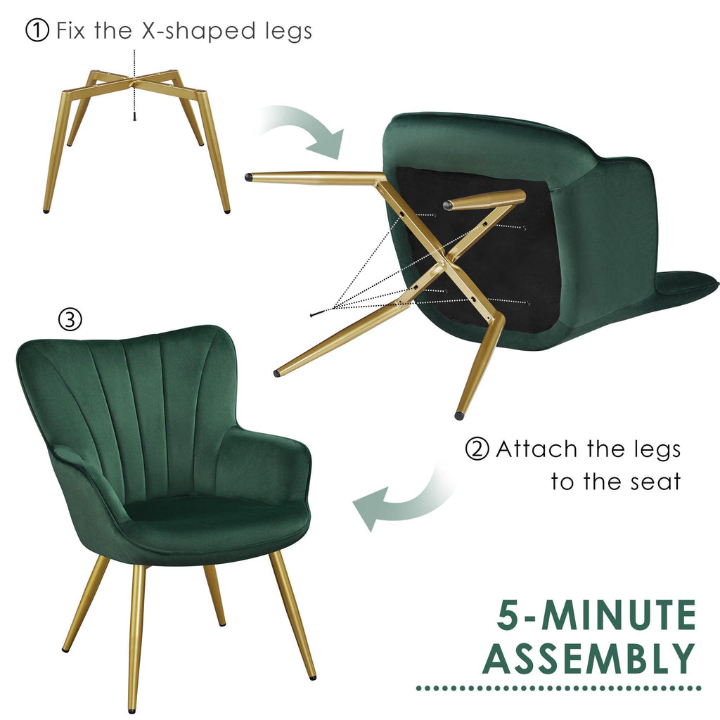 Green Upholstered Accent Chairs Set of 2 U6268