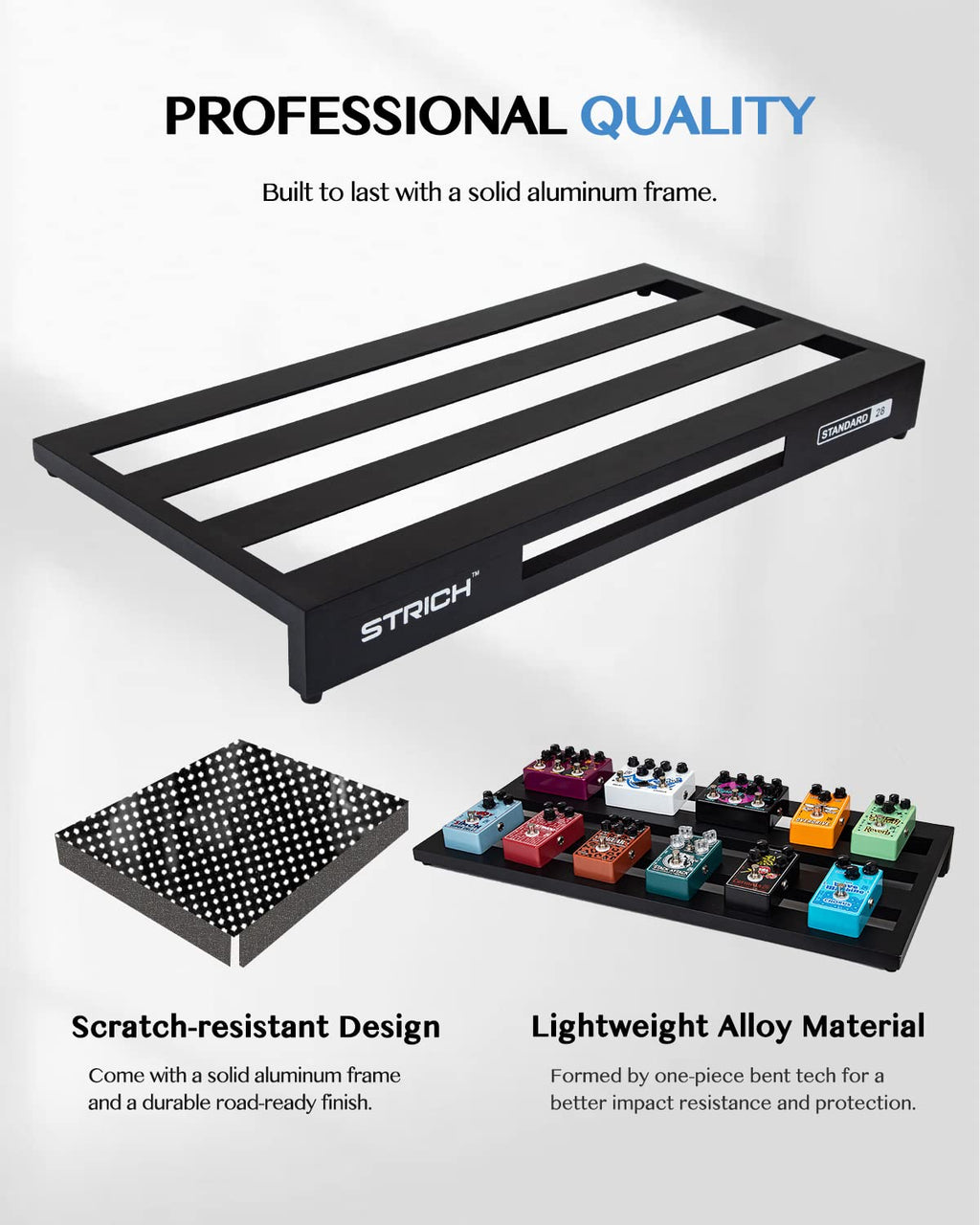 Aluminum Alloy Lightweight 28'' x 13.78'' Extra Large Guitar Pedal Board with Carry Bag G996