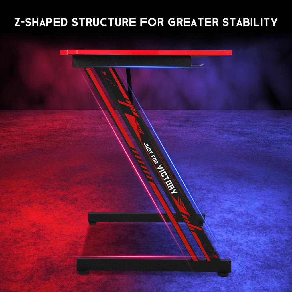 47 Inch Z Shaped Gaming Desk with Headphone Hook U516