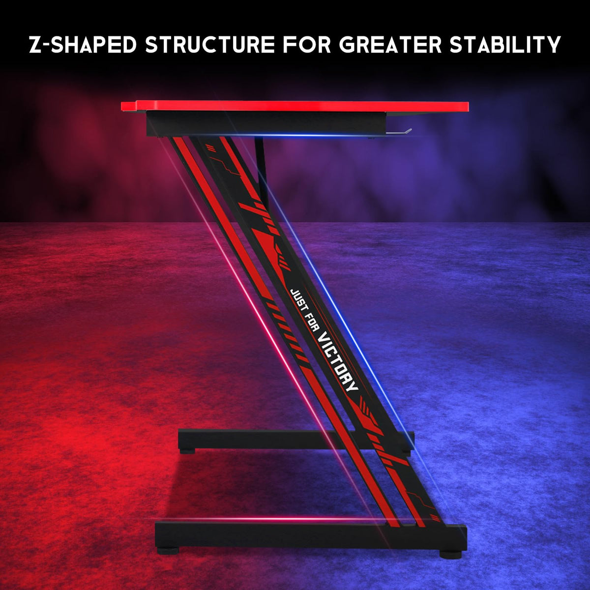 47 Inch Z Shaped Gaming Desk with Headphone Hook U516
