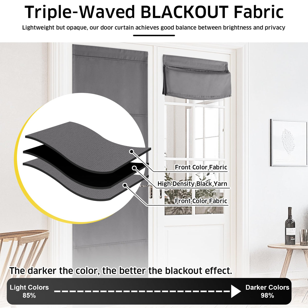 Magnetic Roman Shade Blackout Door Curtain A781520