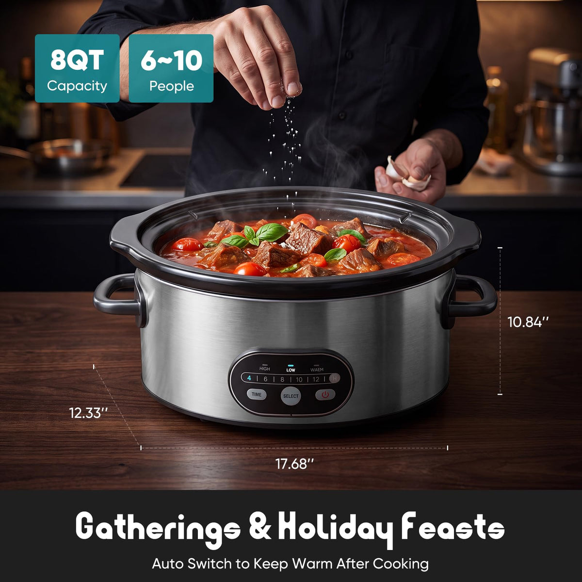 8 Quart Programmable Ceramic Nonstick Slow Cooker S9143